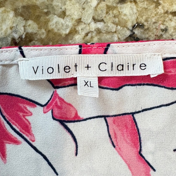 Violet & Claire Pink Floral Cold Shoulder Flutter Blouse - Picture 8 of 14